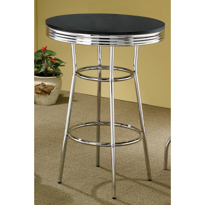 Coaster Round Bar Table - Black/Chrome