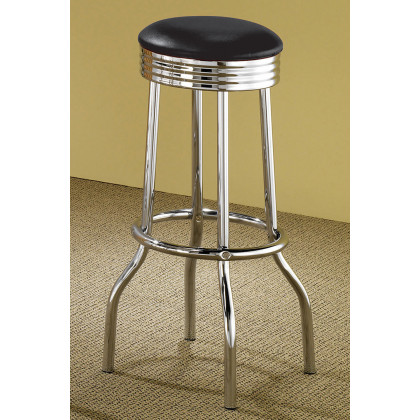 Coaster Upholstered Top Bar Stools (Set Of 2) - Black/Chrome