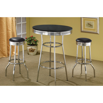 Coaster Upholstered Top Bar Stools (Set Of 2) - Black/Chrome