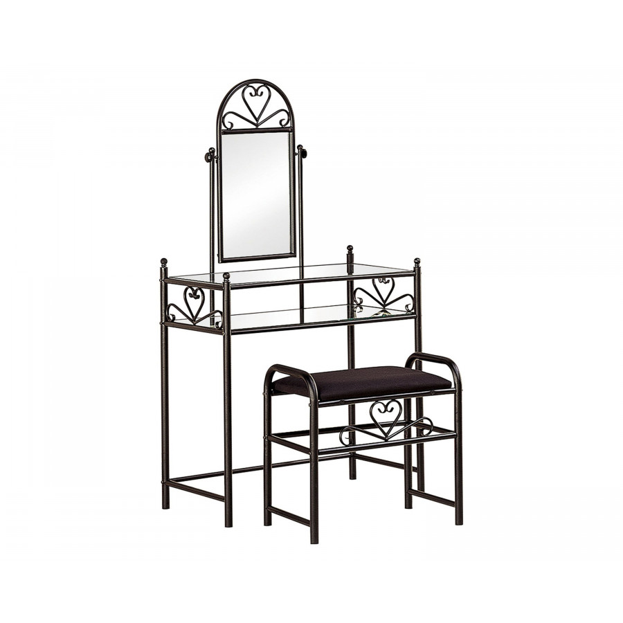 Coaster - 2-Piece Metal Vanity Set With Glass Top in Black