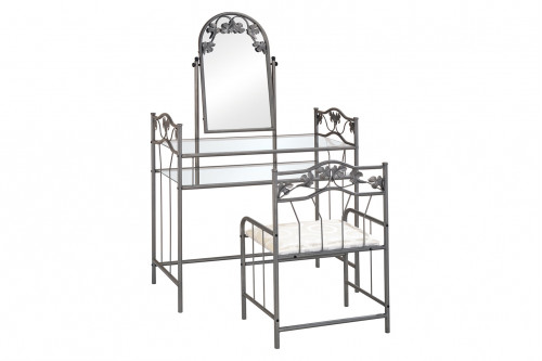 Coaster™ 2-Piece Metal Vanity Set With Glass Top - Pewter/Ivory
