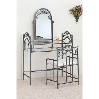 Coaster - 2-Piece Metal Vanity Set With Glass Top in Pewter/Ivory