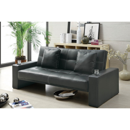 Coaster - Spears Sofa Bed With Cup Holders In Armrests in Black