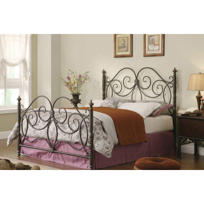 Coaster London Queen Metal Scroll Bed - Dark Bronze