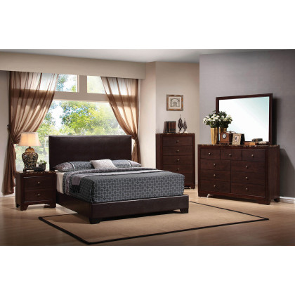 Coaster Conner Eastern King Upholstered Panel Bed - Dark Brown