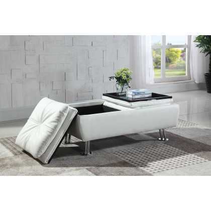 Coaster Dilleston Storage Ottoman with Removable Trays - White