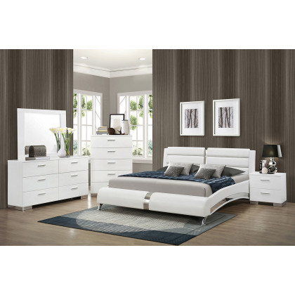 Coaster Jeremaine Queen Upholstered Bed - White