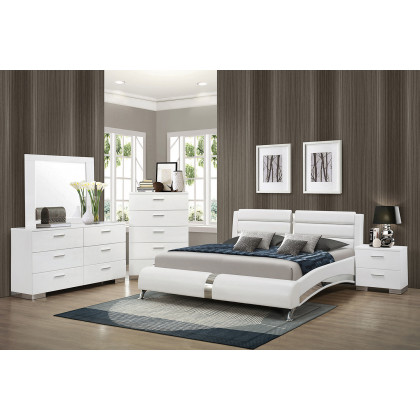 Coaster Jeremaine Queen Upholstered Bed - White