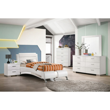 Coaster Twin Upholstered Platform Bed - White