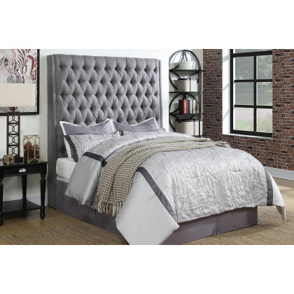 Coaster Camille California King Button Tufted Bed - Gray