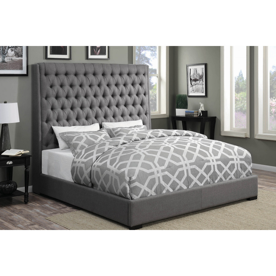 Coaster Camille Queen Button Tufted Bed - Gray