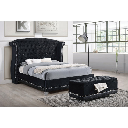 Coaster Barzini Eastern King Tufted Upholstered Bed - Black