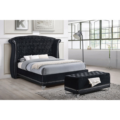 Coaster Barzini Queen Tufted Upholstered Bed - Black