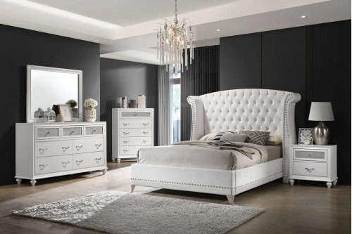Coaster™ Barzini Eastern King Wingback Tufted Bed - White
