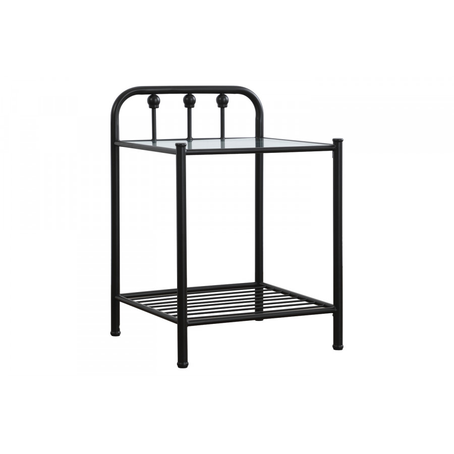 Coaster - Livingston 1-Shelf Nightstand With Glass Top in Dark Bronze