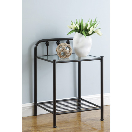 Coaster - Livingston 1-Shelf Nightstand With Glass Top in Dark Bronze