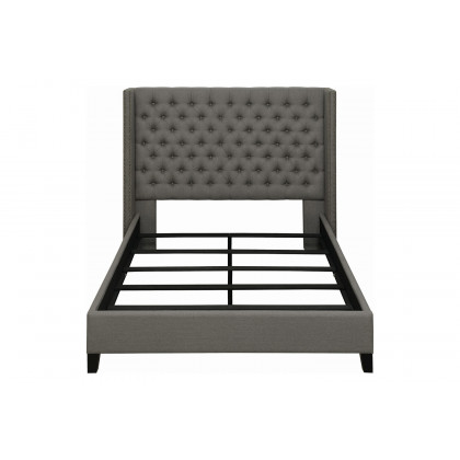 Coaster Bancroft Demi-Wing Upholstered California King Bed - Gray