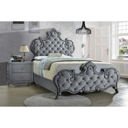 Coaster Sandboard Queen Rhinestone Button Tufted Bed - Gray