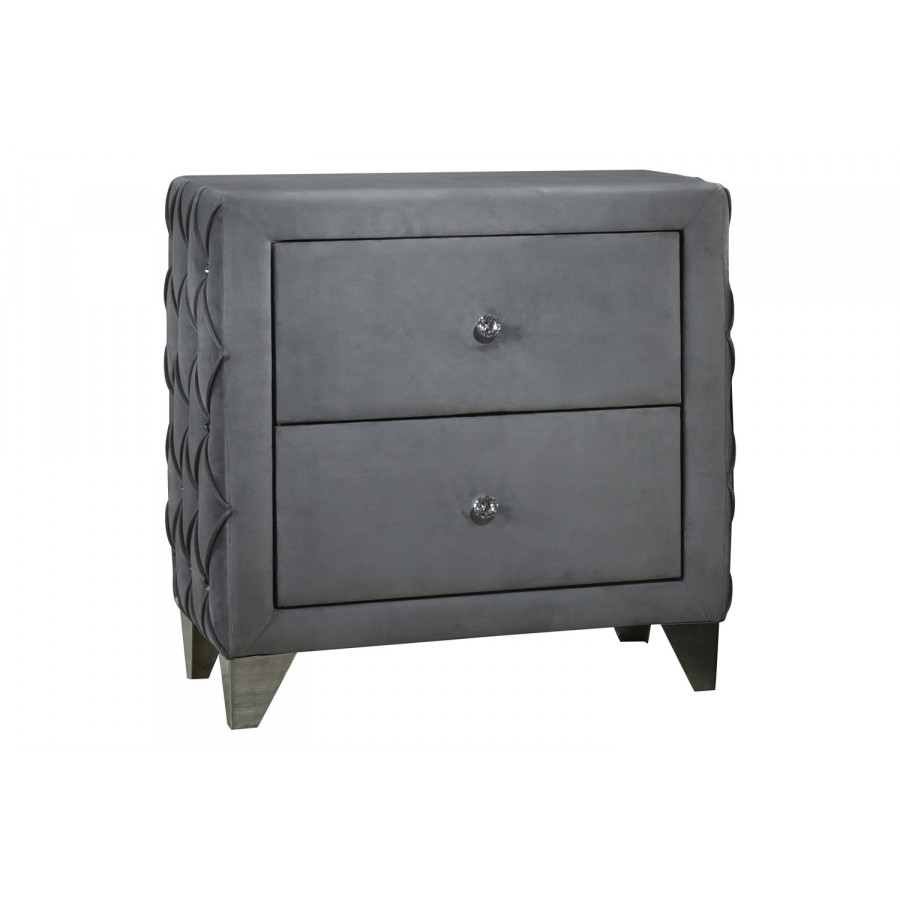 Coaster - Sandboard 2-Drawer Button Tufted Nightstand in Gray