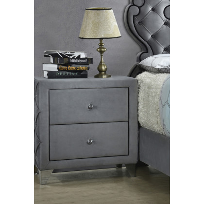 Coaster - Sandboard 2-Drawer Button Tufted Nightstand in Gray