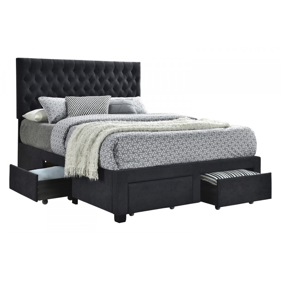 Coaster Soledad Full 4-Drawer Button Tufted Storage Bed - Charcoal