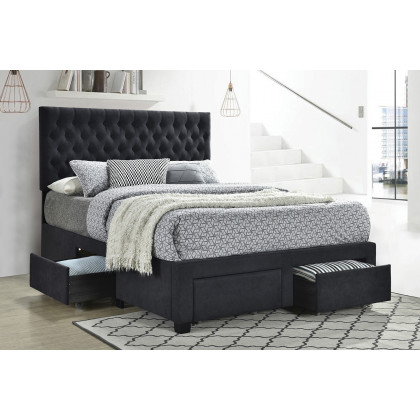 Coaster Soledad Full 4-Drawer Button Tufted Storage Bed - Charcoal