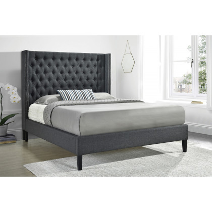 Coaster Summerset Full Button Tufted Upholstered Bed - Charcoal
