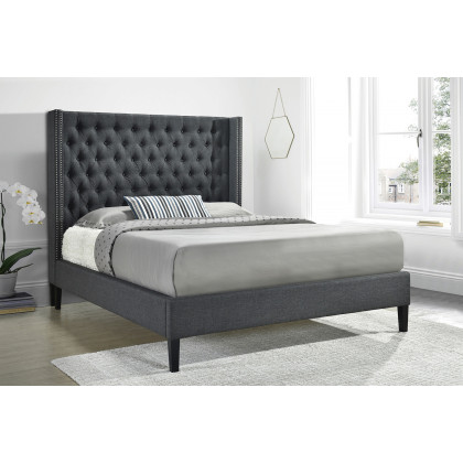 Coaster Summerset Queen Button Tufted Upholstered Bed - Charcoal