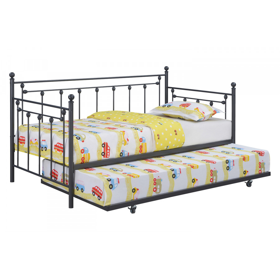 Coaster Nocus Spindle Metal Twin Daybed with Trundle - Gunmetal
