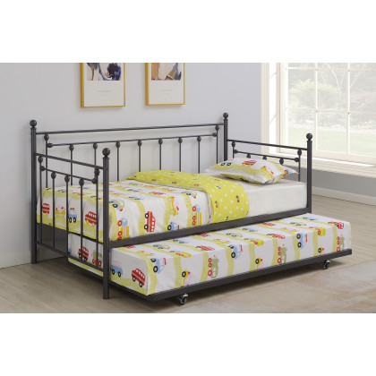 Coaster Nocus Spindle Metal Twin Daybed with Trundle - Gunmetal