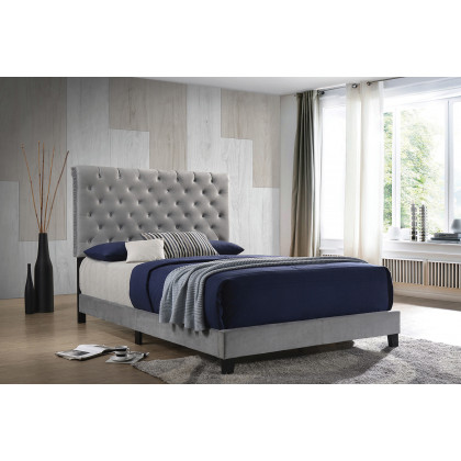 Coaster Warner Eastern King Upholstered Bed - Gray