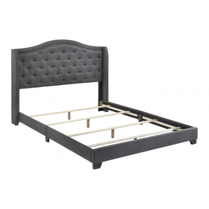 Coaster Tamarac Upholstered Nailhead Queen Bed - Gray