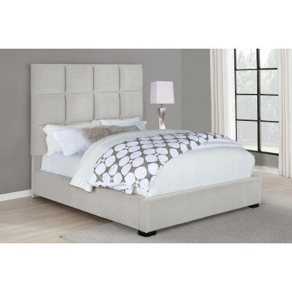 Coaster Panes Queen Tufted Upholstered Panel Bed - Beige