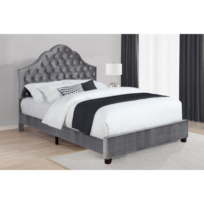 Coaster Abbeville Eastern King Upholstered Bed with Arched Headboard - Gray