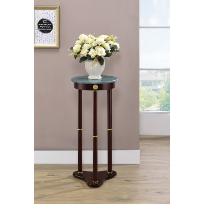Coaster - Round Marble Top Accent Table in Merlot