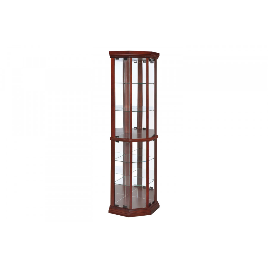 Coaster - 6-Shelf Corner Curio Cabinet in Medium Brown