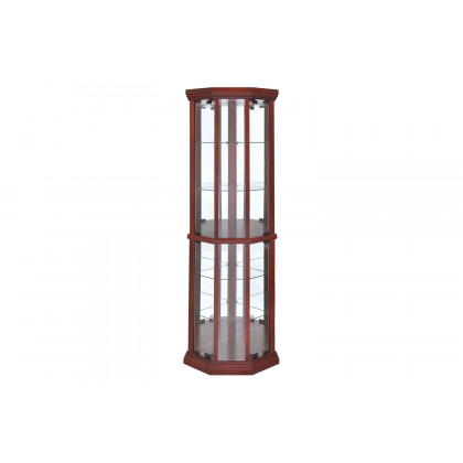 Coaster - 6-Shelf Corner Curio Cabinet in Medium Brown