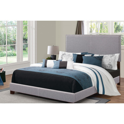 Coaster Boyd Queen Upholstered Bed with Nailhead Trim - Gray