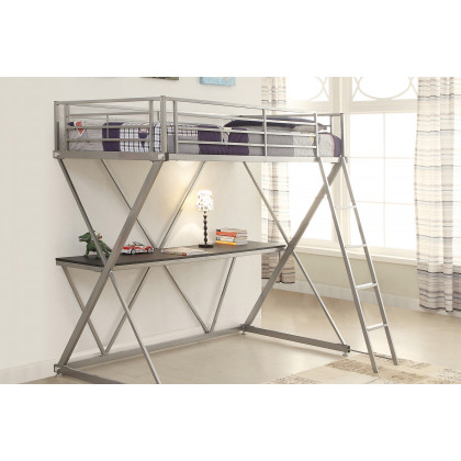 Coaster Hyde Twin Workstation Loft Bed - Silver