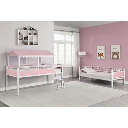 Coaster - Alexia Twin Over Twin Workstation Bunk Bed in Pink/White