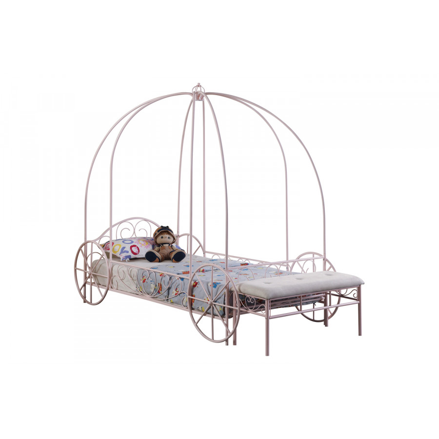 Coaster - Massi Twin Canopy Bed in Powder Pink