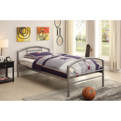 Coaster Baines Twin Metal Bed with Arched Headboard - Silver