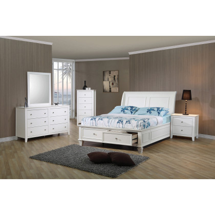 Coaster Selena Full Sleigh Bed with Footboard Storage - Buttermilk