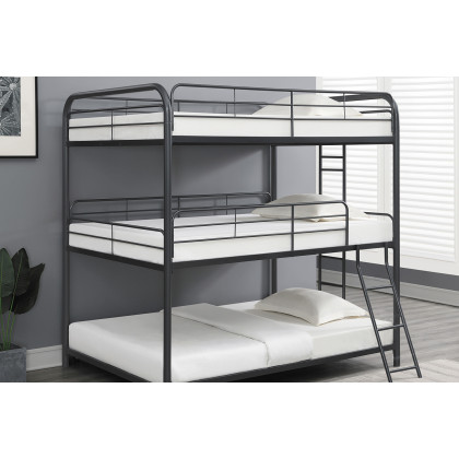 Coaster Garner Triple Bunk Bed With Ladder 400779 - Gunmetal