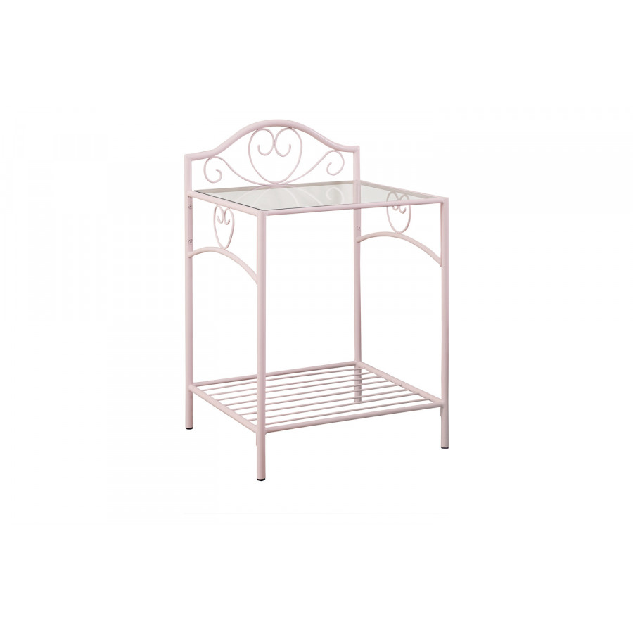 Coaster - Massi 1-Shelf Nightstand With Glass Top in Powder Pink