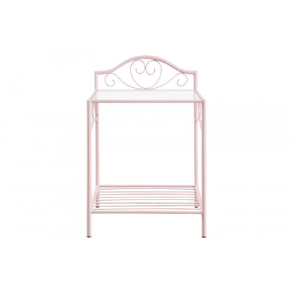 Coaster - Massi 1-Shelf Nightstand With Glass Top in Powder Pink