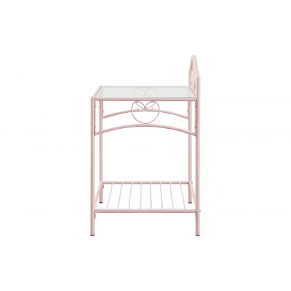 Coaster - Massi 1-Shelf Nightstand With Glass Top in Powder Pink