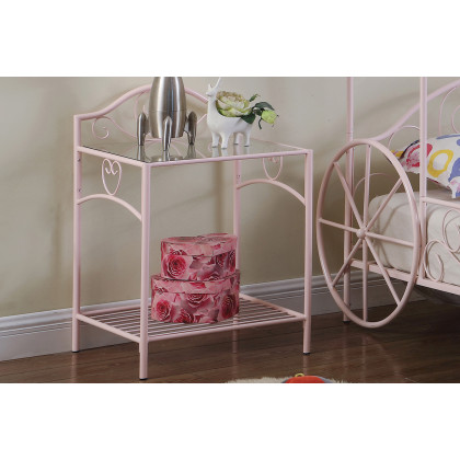 Coaster - Massi 1-Shelf Nightstand With Glass Top in Powder Pink