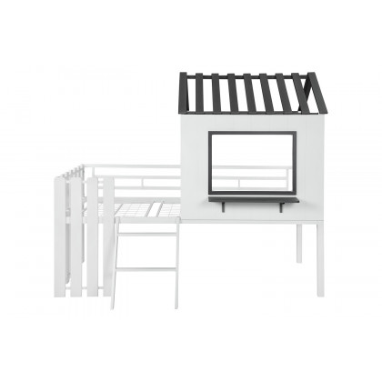 Coaster - Timber House-Designed Twin Loft Bed in White/Gunmetal