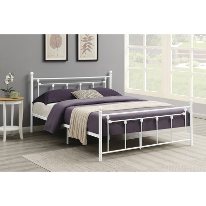 Coaster Canon Metal Slatted Headboard Platform Queen Bed - Matte White